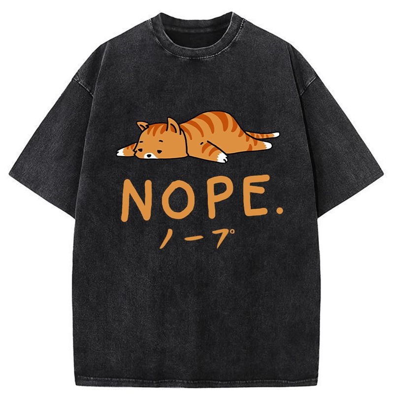 Tokyo-Tiger Cute Lying Cat Washed T-Shirt