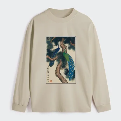 Tokyo-Tiger Peacocks in Snowy Pines Classic Long Sleeve T-Shirt