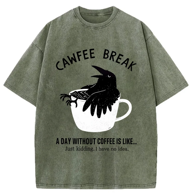 Tokyo-Tiger Crows Need Coffee Washed T-Shirt