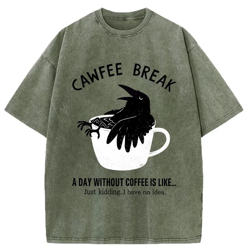 Tokyo-Tiger Crows Need Coffee Washed T-Shirt