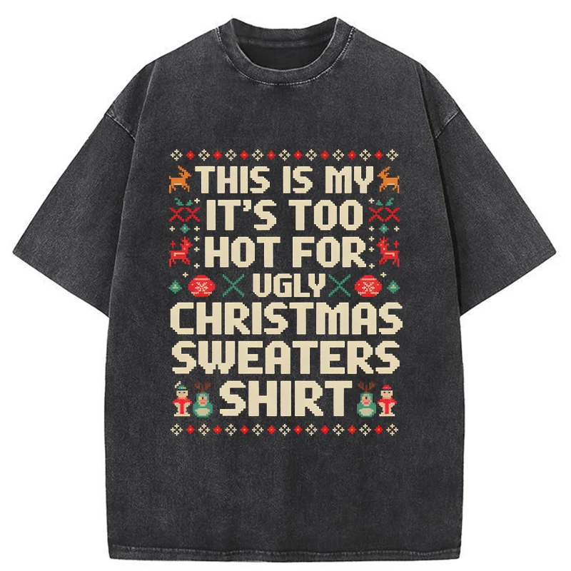 Tokyo-Tiger Ugly Christmas Sweater Funny Washed T-Shirt