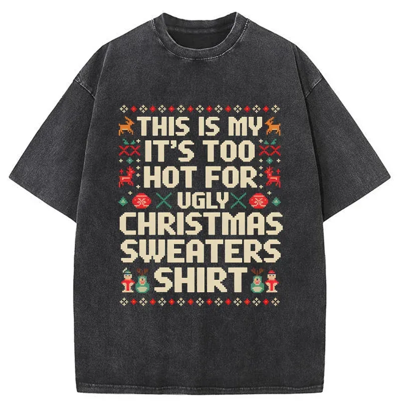 Tokyo-Tiger Ugly Christmas Sweater Funny Washed T-Shirt Sale