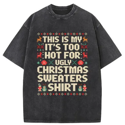 Tokyo-Tiger Ugly Christmas Sweater Funny Washed T-Shirt