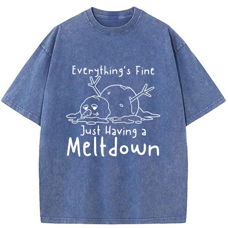 Tokyo-Tiger Snowman Had An Emotional Breakdown Washed T-Shirt