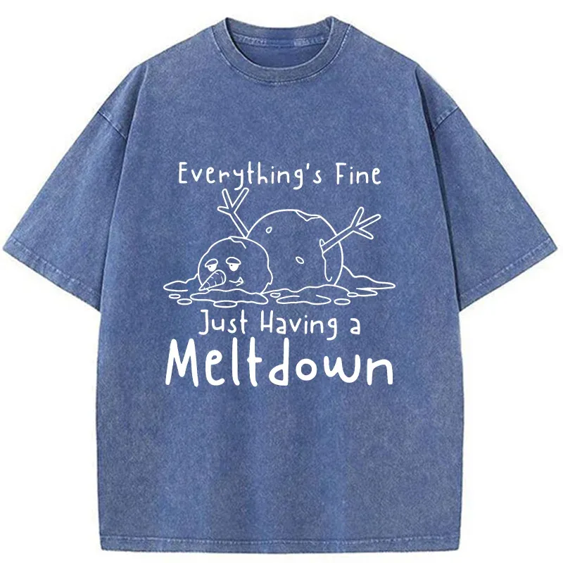 Tokyo-Tiger Snowman Had An Emotional Breakdown Washed T-Shirt