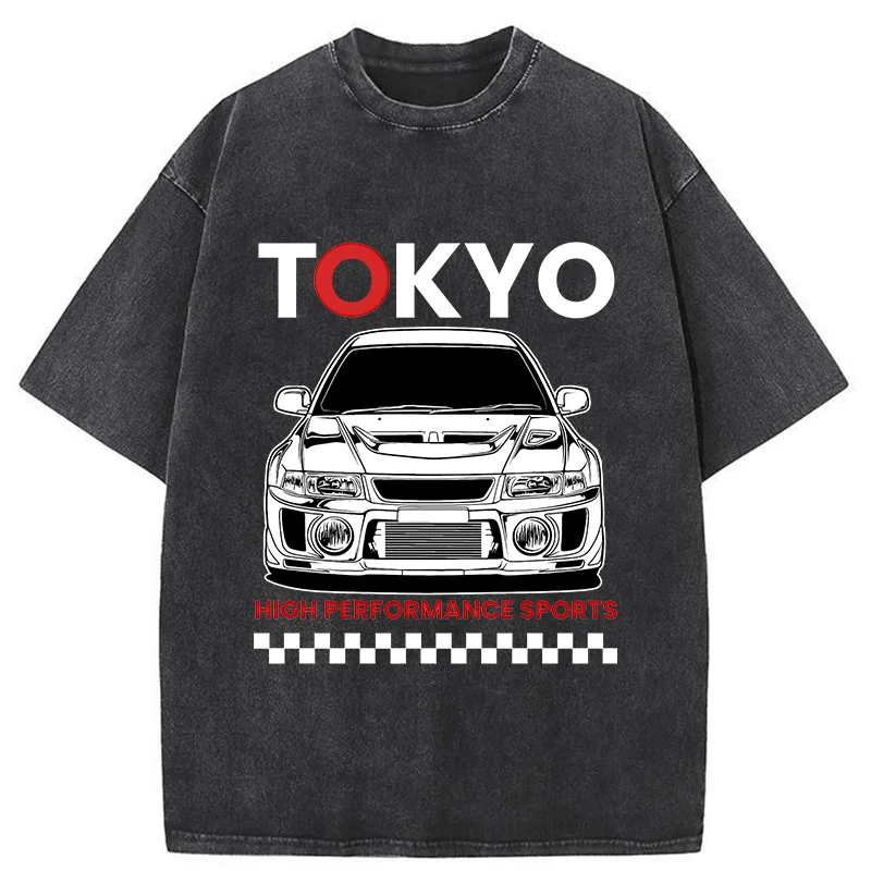 Tokyo-Tiger Japanese Car Models Washed T-Shirt