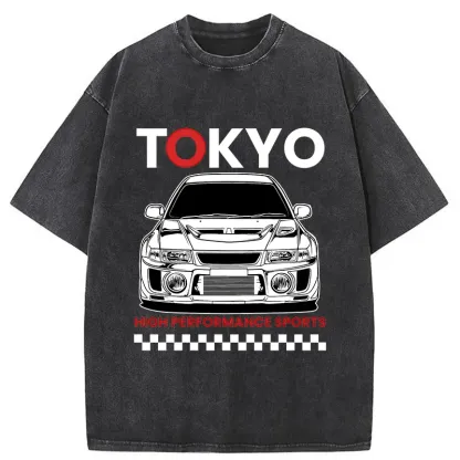 Tokyo-Tiger Japanese Car Models Washed T-Shirt