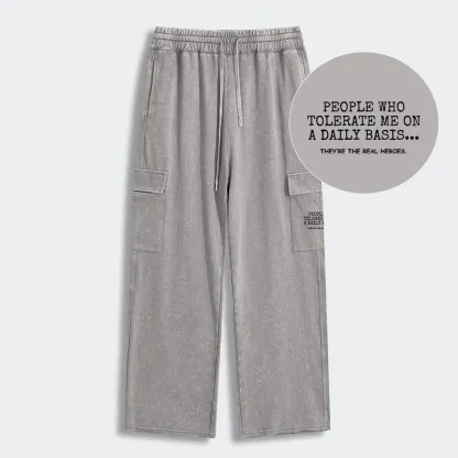 Tokyo-Tiger Anyone Who Puts Up With Me Is A Hero Washed Utility Sweatpants