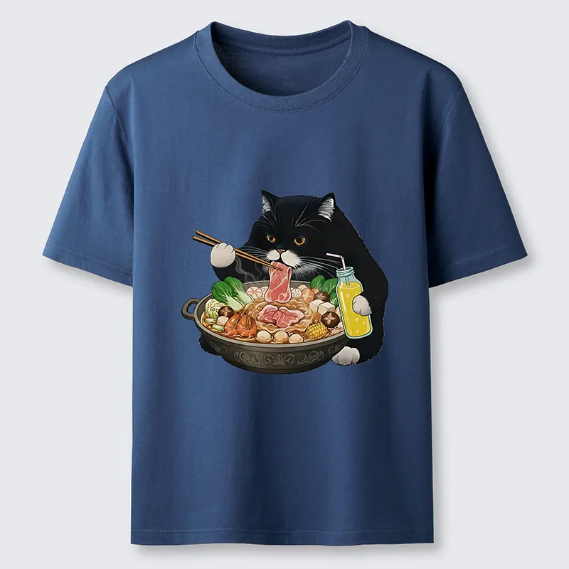 Tokyo-Tiger Black Cat Eating Hot Pot Classic T-Shirt