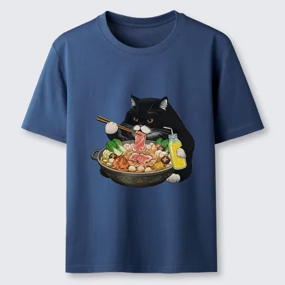 Tokyo-Tiger Black Cat Eating Hot Pot Classic T-Shirt