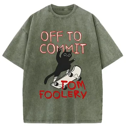 Tokyo-Tiger Cat Went To Do Bad Things Washed T-Shirt