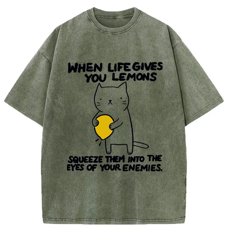 Tokyo-Tiger Attack The Enemy With Lemon Juice Washed T-Shirt Sale