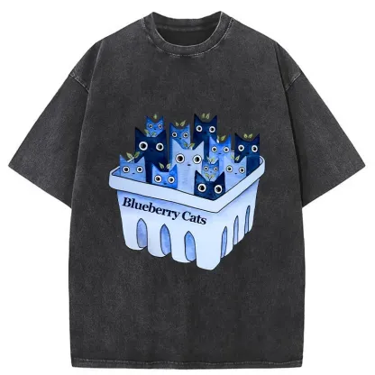 Tokyo-Tiger Blueberry Cats Washed T-Shirt