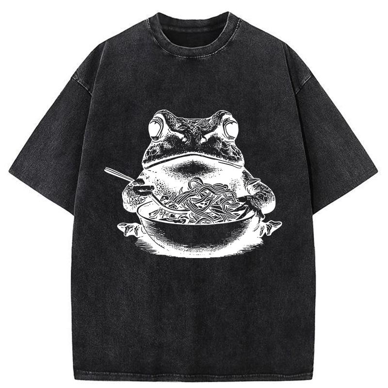 Tokyo-Tiger Obsessed With Ramen Frog Washed T-Shirt