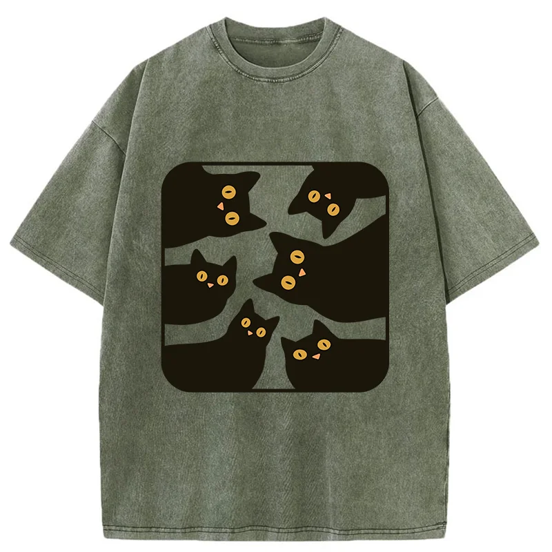 Tokyo-Tiger Cats Are Watching You Washed T-Shirt