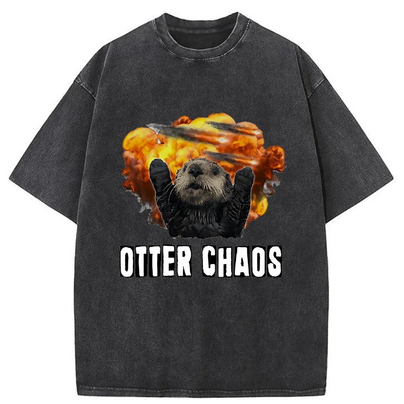 Tokyo-Tiger Utter Chaos Funny Washed T-Shirt