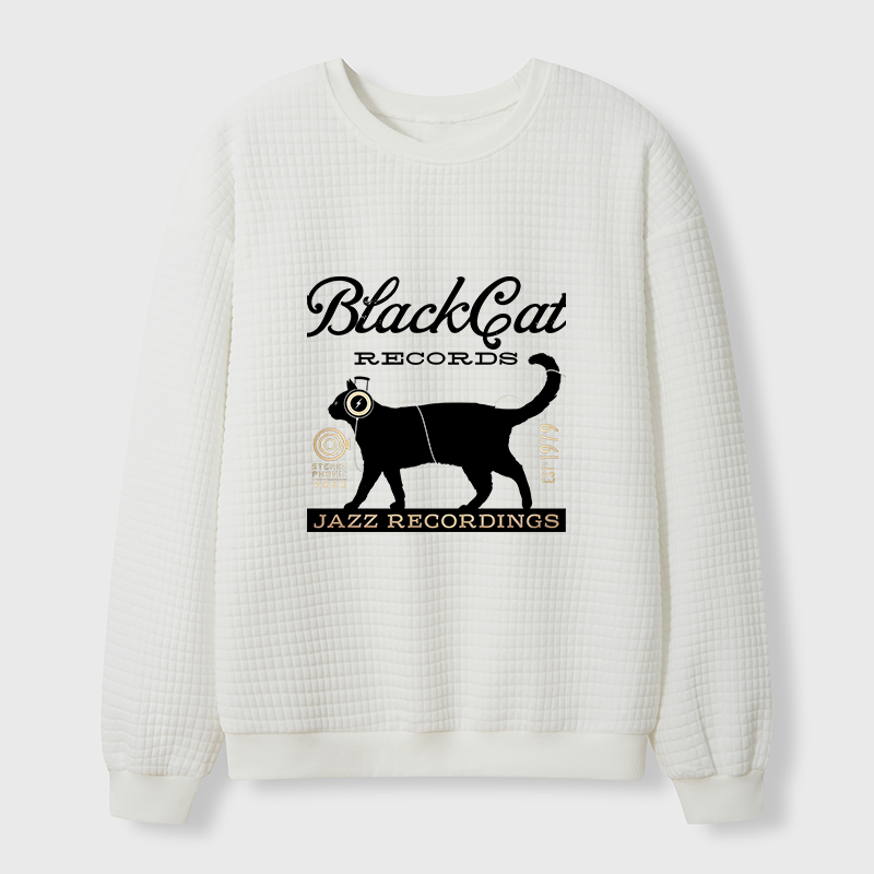 Tokyo-Tiger Black Cat Japan Waffle Sweatshirt