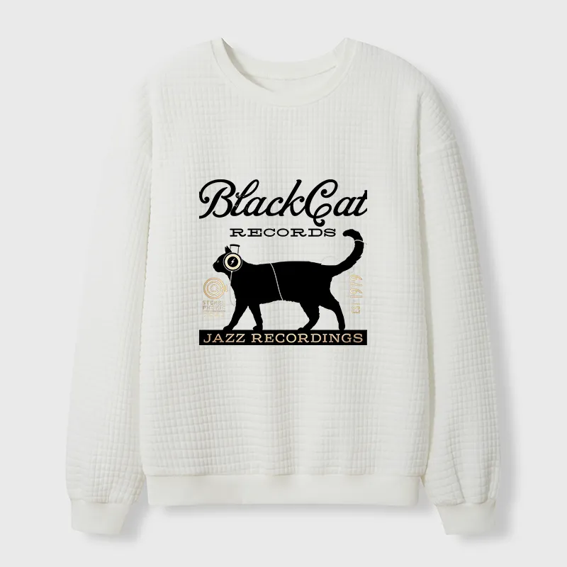 Tokyo-Tiger Black Cat Japan Waffle Sweatshirt