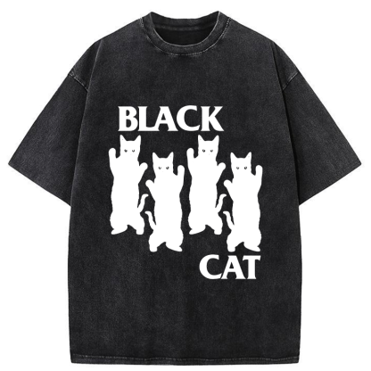 Tokyo-Tiger Four Black Cats Washed T-Shirt