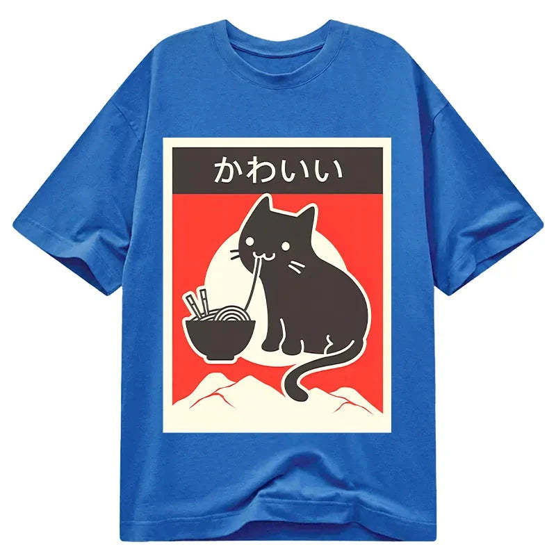 Tokyo-Tiger "Kawaii" Vintage Style Japenese Ramen Cat Classic T-Shirt-tokyo-tiger