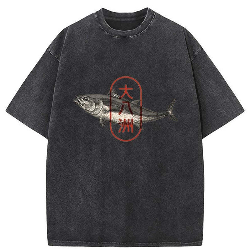 Tokyo-Tiger Sushi Fish Washed T-Shirt