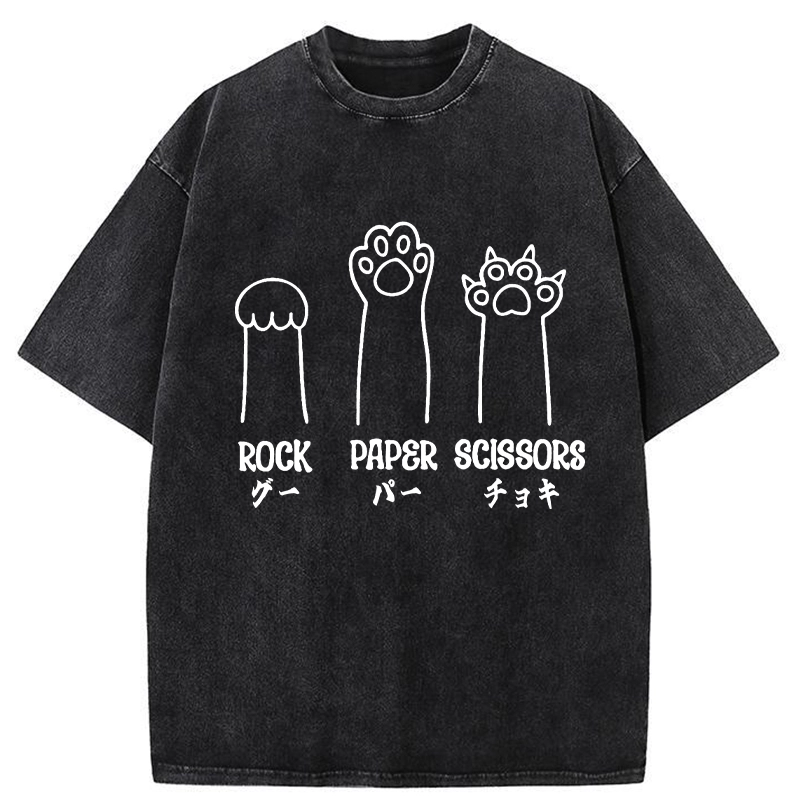 Tokyo-Tiger Rock Paper Scissors Washed T-Shirt