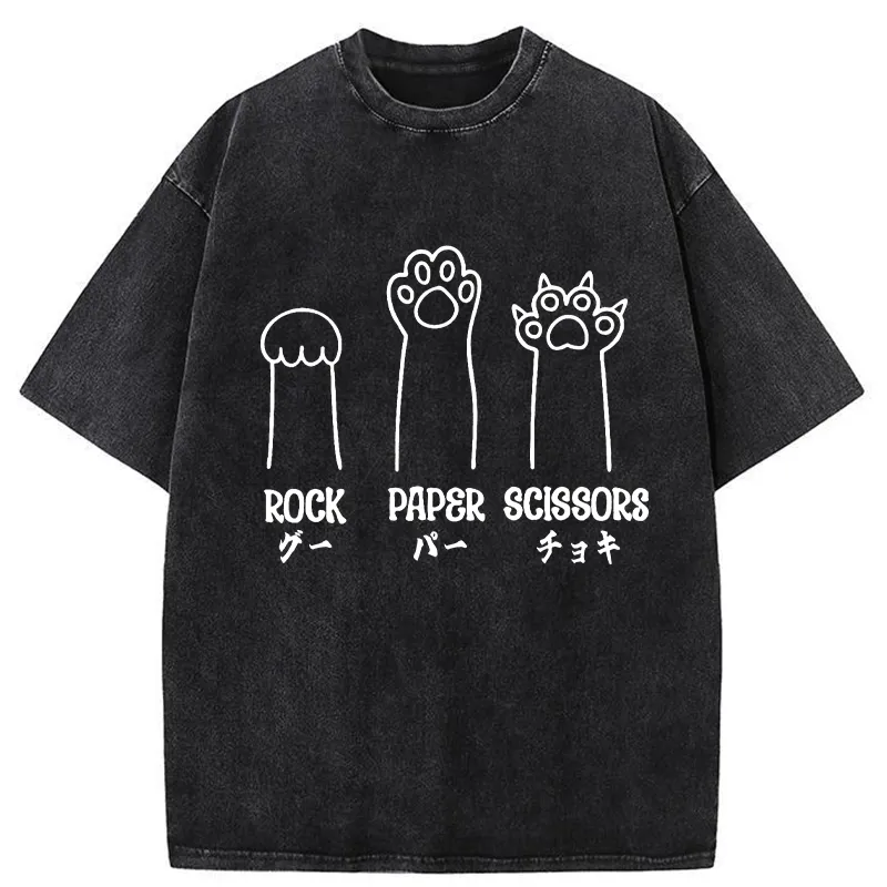 Tokyo-Tiger Rock Paper Scissors Washed T-Shirt