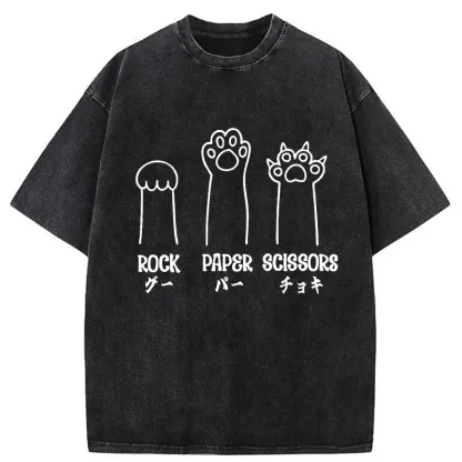 Tokyo-Tiger Rock Paper Scissors Washed T-Shirt