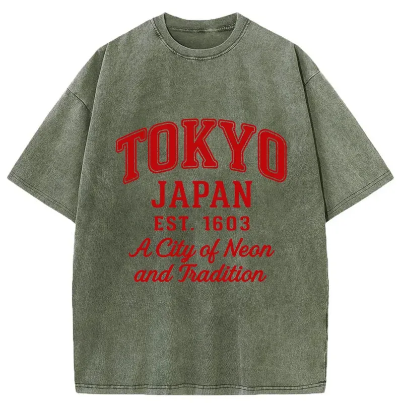 Tokyo-Tiger Tokyo Japan Retro Washed T-Shirt