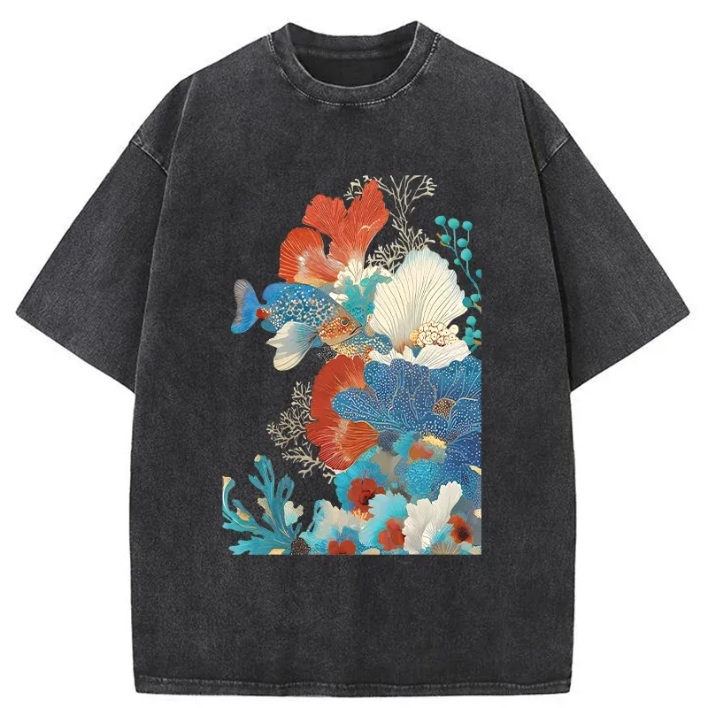 Tokyo-Tiger Underwater Corals Washed T-Shirt