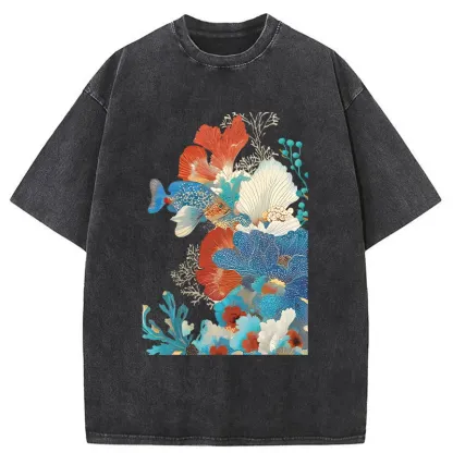 Tokyo-Tiger Underwater Corals Washed T-Shirt