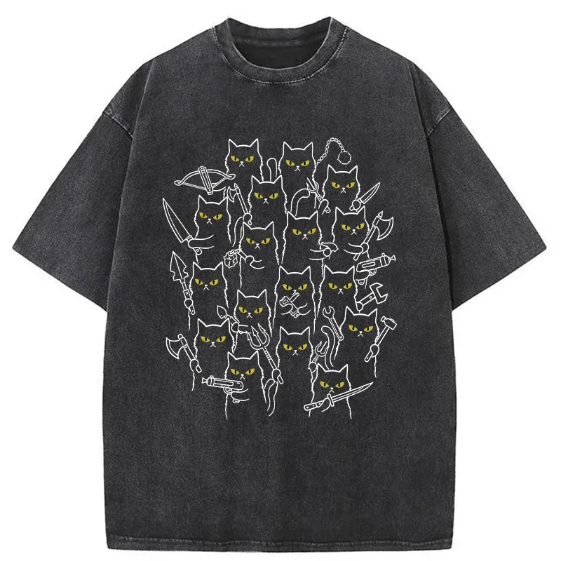 Tokyo-Tiger Various Branches Of The Cat Army Washed T-Shirt