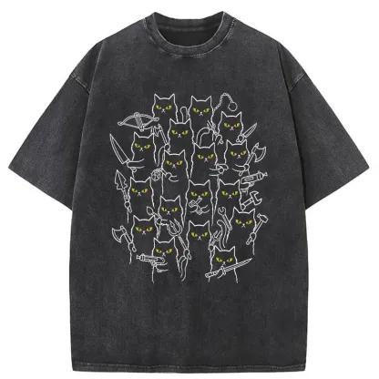 Tokyo-Tiger Various Branches Of The Cat Army Washed T-Shirt