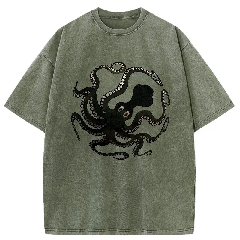 Tokyo-Tiger Octopus Surrounds Washed T-Shirt