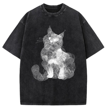Tokyo-Tiger Whorls Of A Cat Washed T-Shirt