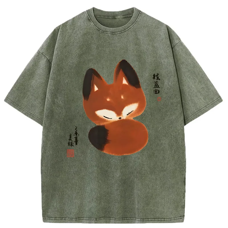 Tokyo-Tiger Cute Fox Washed T-Shirt