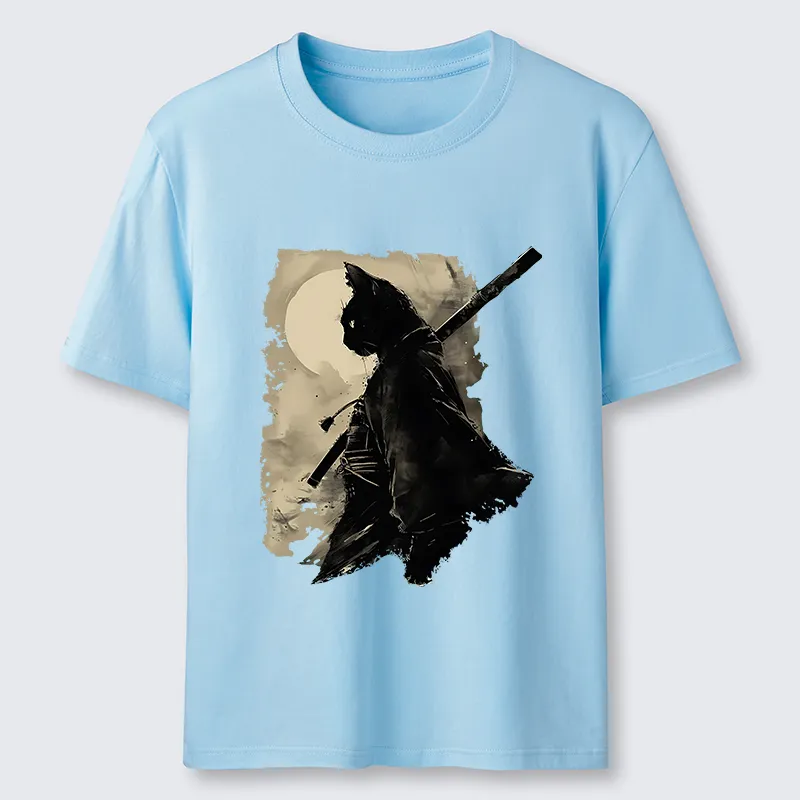 Tokyo-Tiger Under The Moon Cat Samurai Classic T-Shirt