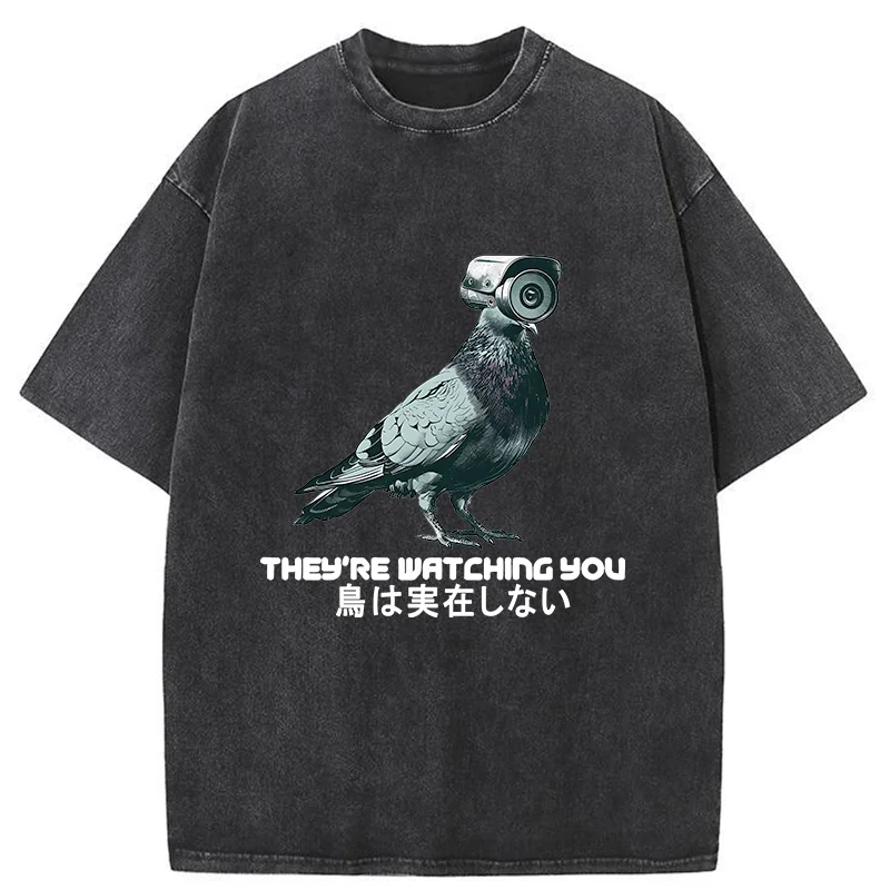 Tokyo-Tiger Birds Aren't Real Funny Washed T-Shirt