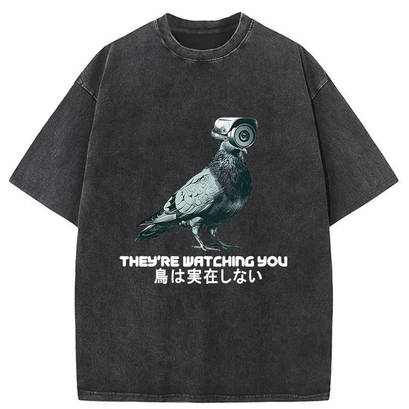 Tokyo-Tiger Birds Aren't Real Funny Washed T-Shirt