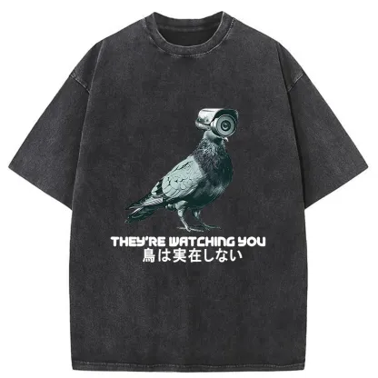 Tokyo-Tiger Birds Aren't Real Funny Washed T-Shirt