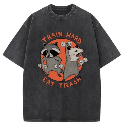 Tokyo-Tiger Raccoons And Opossums Are Working Out Washed T-Shirt