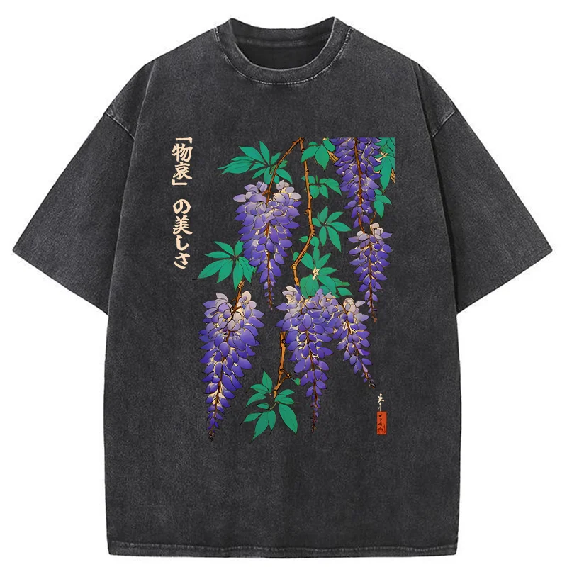 Tokyo-Tiger Wisteria Flowers Washed T-Shirt