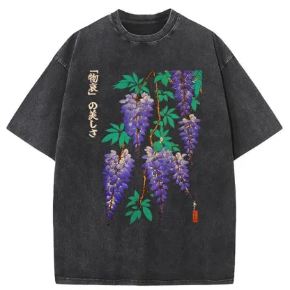 Tokyo-Tiger Wisteria Flowers Washed T-Shirt
