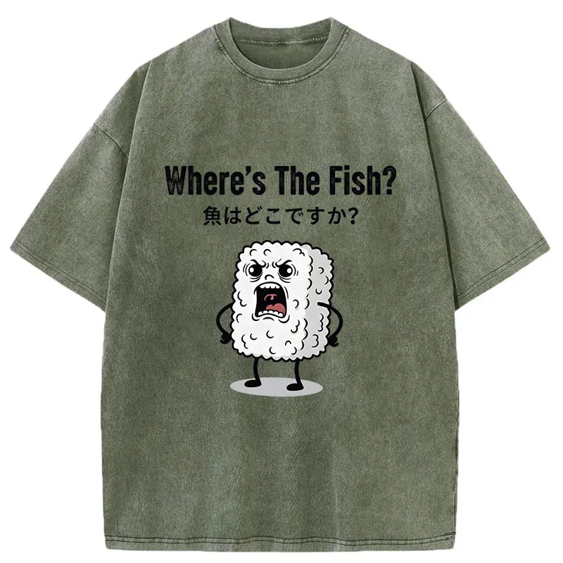 Tokyo-Tiger Rice Balls In Search Of Fish Washed T-Shirt