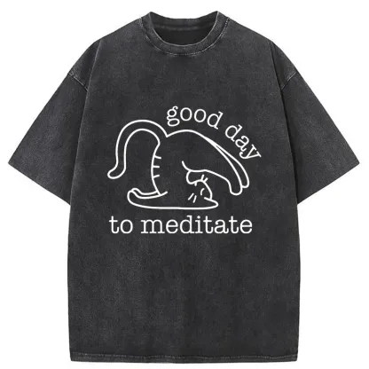 Tokyo-Tiger Cats Doing Yoga Washed T-Shirt