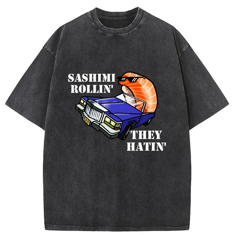 Tokyo-Tiger Sushi Driving Washed T-Shirt