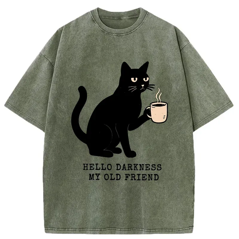 Tokyo-Tiger Hello Black Cat Washed T-Shirt