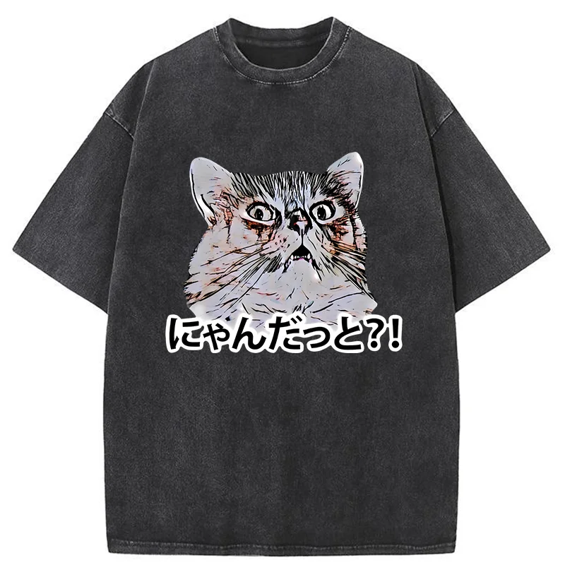 Tokyo-Tiger Angry Japanese Cat Washed T-Shirt