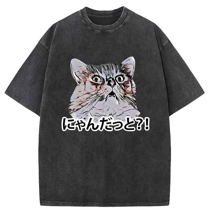 Tokyo-Tiger Angry Japanese Cat Washed T-Shirt