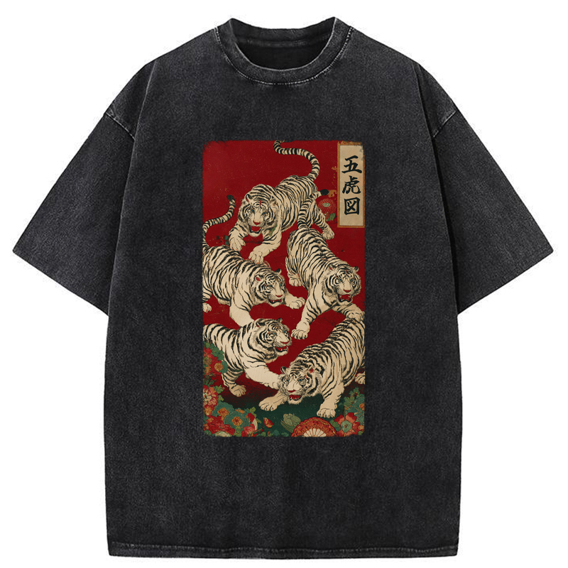 Tokyo-Tiger The Five Fierce Tigers Washed T-Shirt